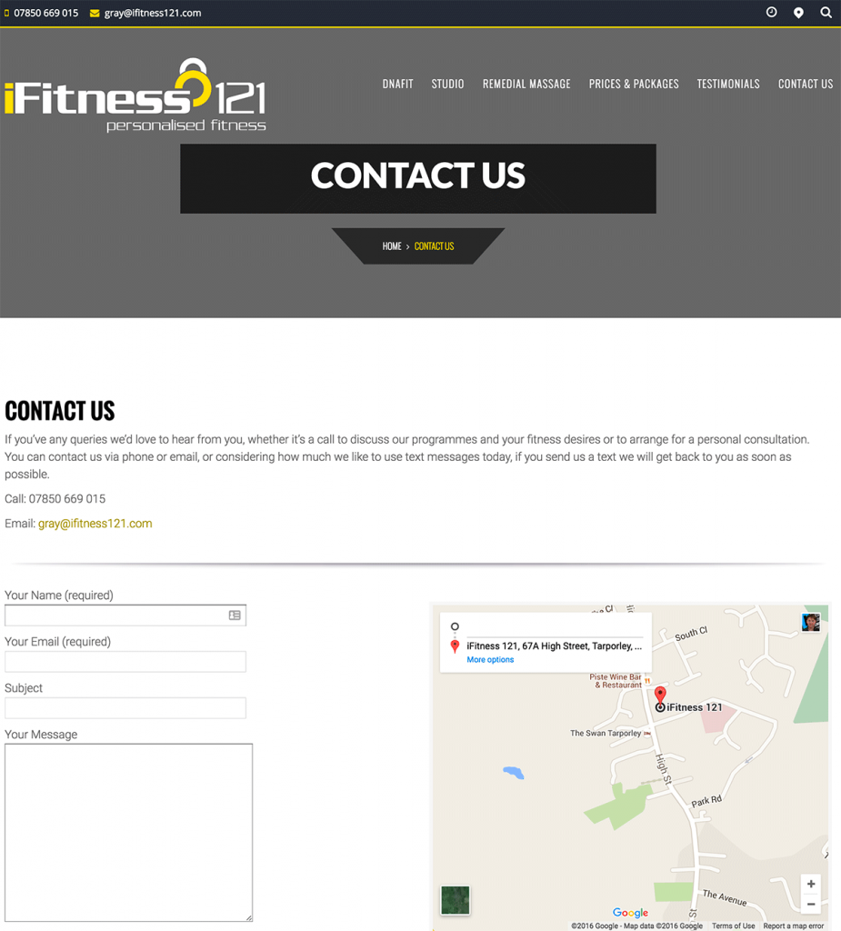 iFitness121 - Contact Page